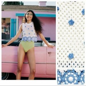 Zara Floral Crochet Knit Top